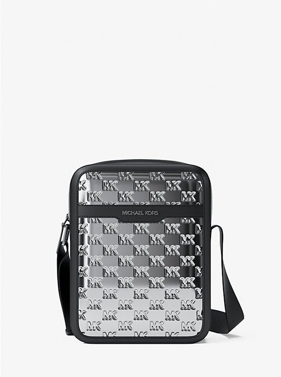 MICHAEL KORS Cooper Metallic Logo Debossed Flight Bag - Silver image 0