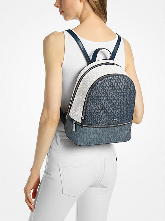 MICHAEL KORS Rhea Medium Metallic Signature Logo Backpack image 1