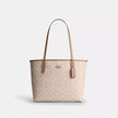 COACH Medium City Tote Bag In Signature Canvas - Silver/Sand/Taupe image 0