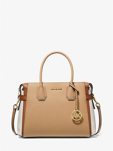 MICHAEL KORS Mercer Medium Color-Block Belted Satchel CAMEL MLT image 4