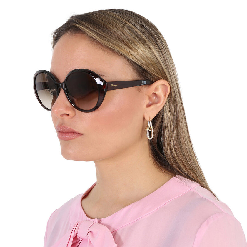 SALVATORE FERRAGAMO Salvatore Grey gradient Oval Ladies Sunglasses (Arriving In Delhi) image 1