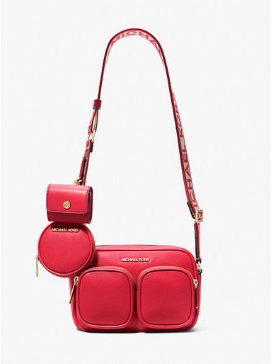 MICHAEL KORS  Jet Set Travel Medium Leather Messenger Bag - Bright Red image 1