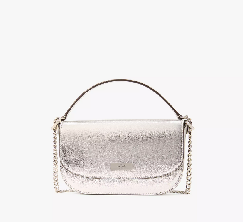 KATE SPADE  Krista Metallic Chain Flap Crossbody - Silver image