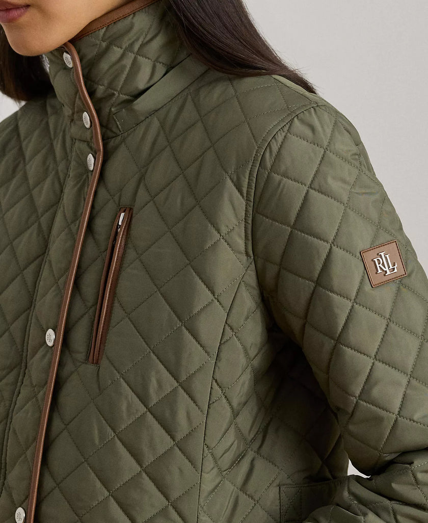 [ARRIVING] LAUREN RALPH LAUREN Womens Hooded Quilted Faux-Suede-Trim Coat - Green tea image 2