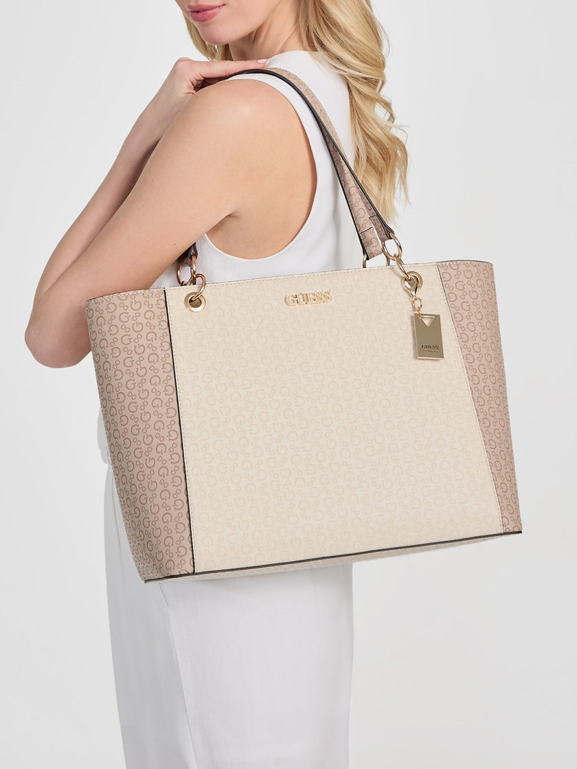 Guess Zakaria Debossed Logo Tote - Neutral image 1