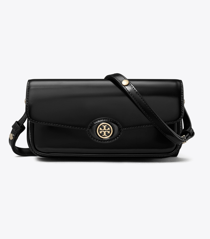 TORY BURCH Robinson Spazzolato Rectangular Shoulder Bag - Black image