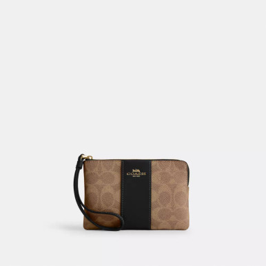 COACH Corner Zip Wristlet In Signature Canvas With Stripe image 8