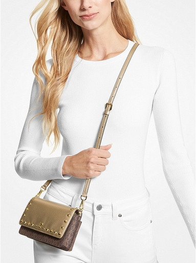MICHAEL KORS Jet Set Small Studded Metallic and Logo Smartphone Crossbody Bag image 2