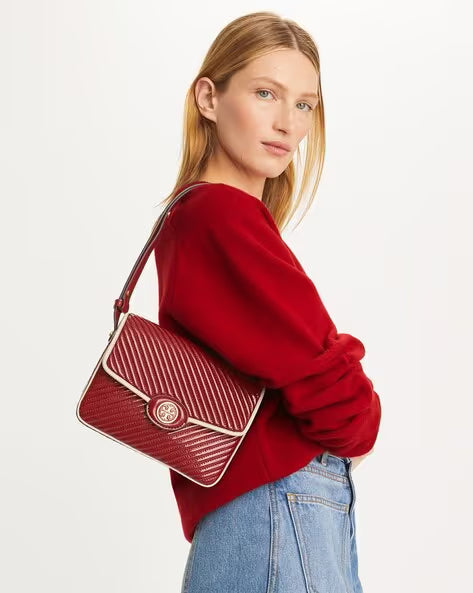 [AT DELHI] TORY BURCH Robinson Puffy Patent Quilted Convertible Bag - Red image 1