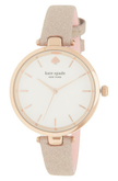 KATE SPADE holland three-hand rose gold-tone glitter leather watch, 34mm image 1