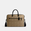 COACH Ethan Slim Brief In Signature Canvas - Gunmetal/Khaki/Black image
