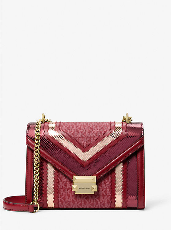 [AT DELHI] MICHAEL KORS  Whitney Medium Signature Logo and Metallic Shoulder Bag - Cherry Multi image 0