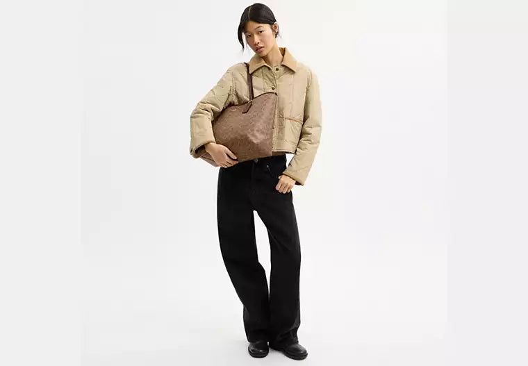 COACH City Tote Bag In Signature Canvas Gold/Tan/Brown (Arriving In Delhi) image 2