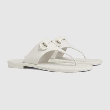 GUCCI Women's  Thong Sandals With Horsebit - White image 3