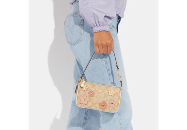 COACH Nolita 19 Iure Canvas With Floral Appliquen Signat image 1