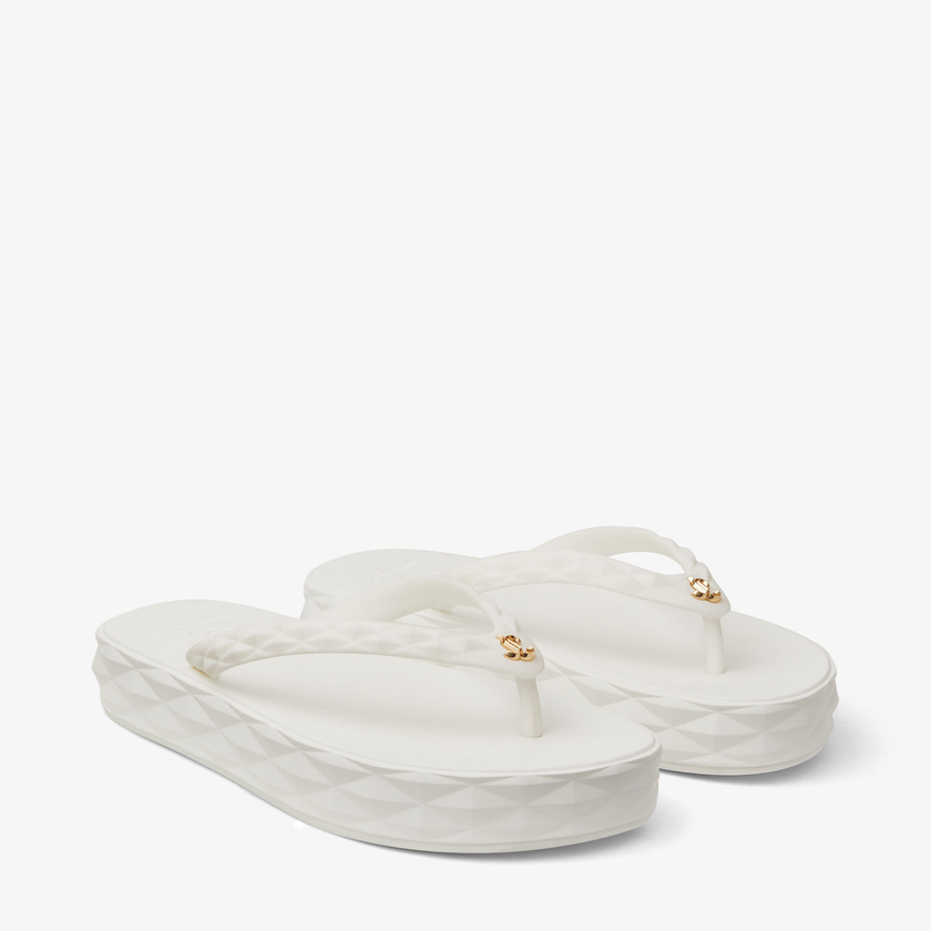 JIMMY CHOO Diamond Flip Flop White Rubber Flip-Flops - White, 34 image