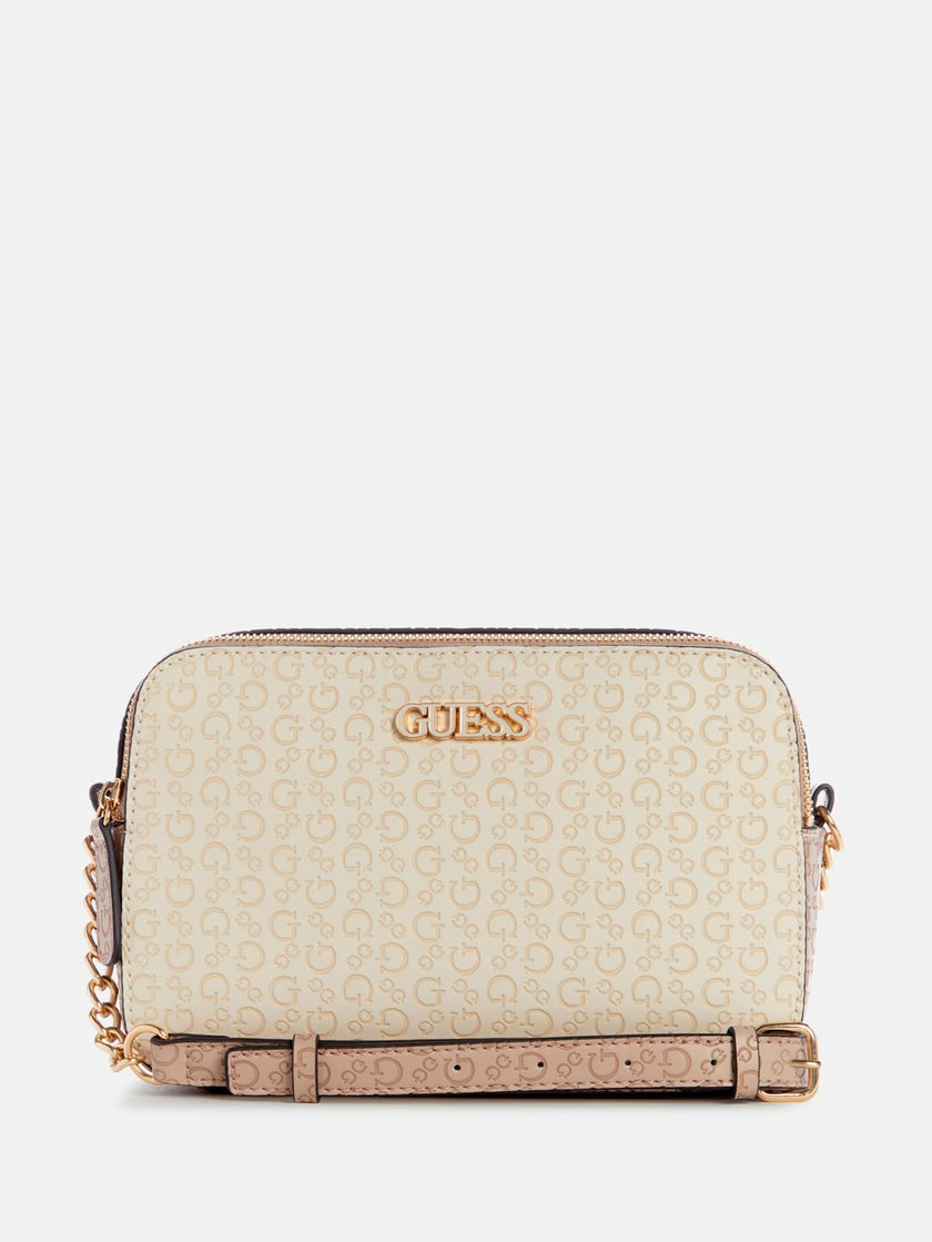 Guess Zakaria Debossed Logo Double-Zip Crossbody - Neutral image 0