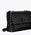 TORY  BURCH  Kira Chevron Convertible Shoulder Bag - Black / Silver image 1