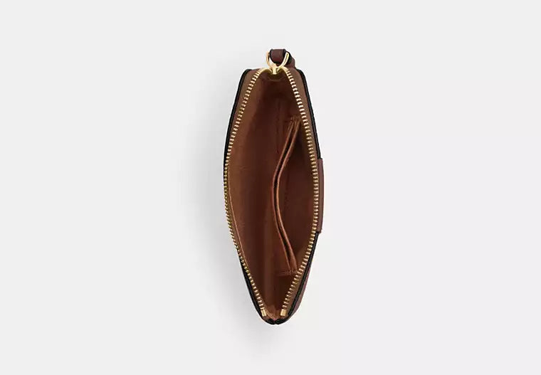 COACH Corner Zip Wristlet In Signature Canvas With Stripe - Gold/Tan/Brown image 2