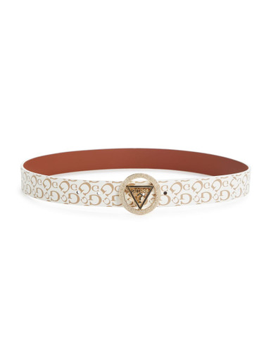 GUESS Sparkle Buckle Logo Belt - White image 0
