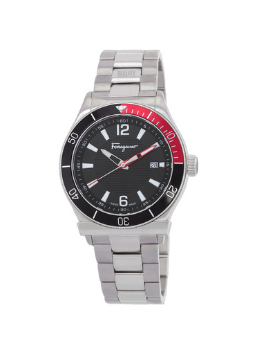SALVATORE FERRAGAMO 1898 Sport Quartz Black Dial Coke Bezel Men's Watch image 0