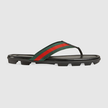 GUCCI Leather And Web Ribbon Flip-flops image 0