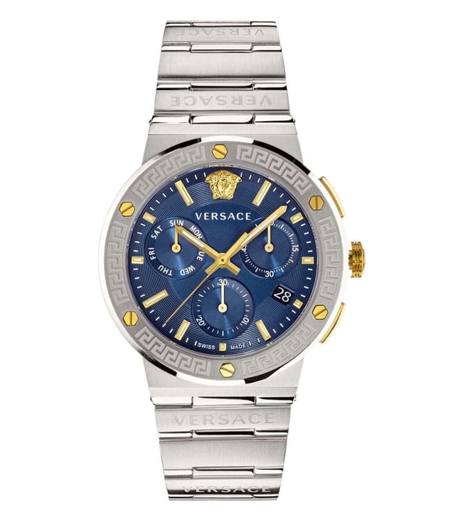 [AT DELHI] VERSACE Greca Logo Chronograph Quartz Blue Dial Men's Watch image 0