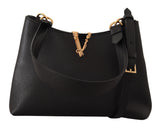 VERSACE Calf Leather Small Hobo Shoulder  bag - Black image 3