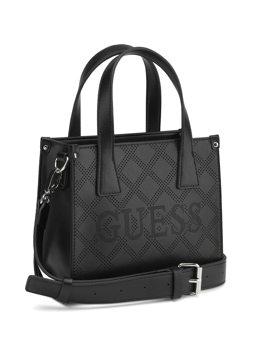 Guess Forber Perforated Logo Mini Tote - Black image 1
