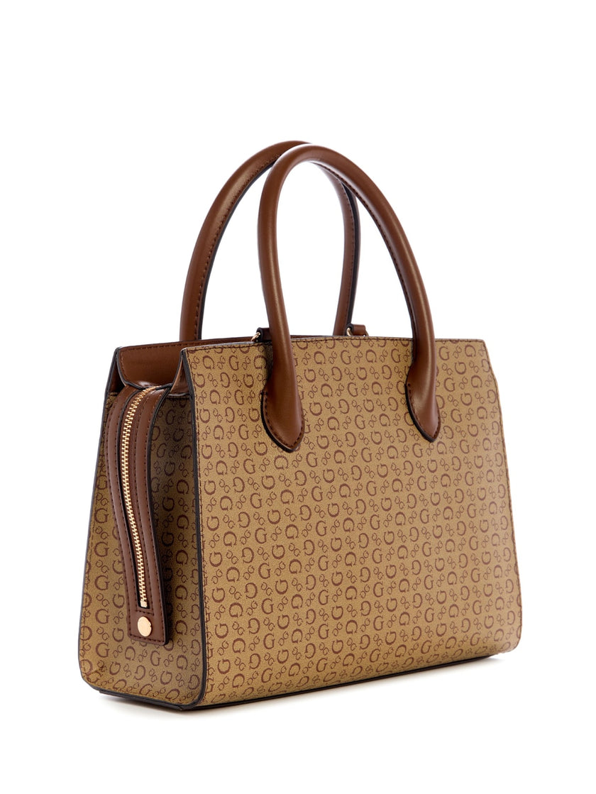 Guess Beryln Logo Large Satchel - Brown image 1