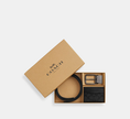 COACH Boxed Card Case And Belt Set In Signature Canvas - Gunmetal/Charcoal/Black image 1
