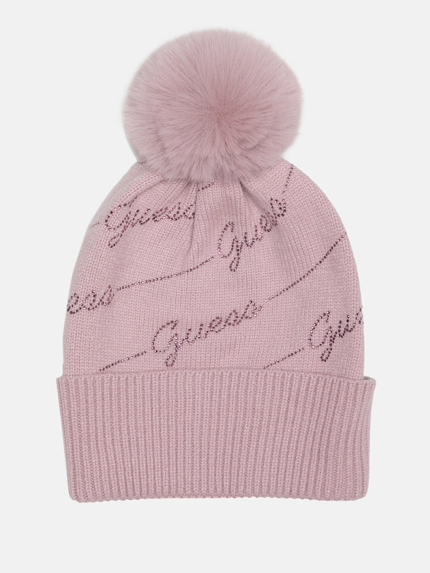 Guess Rhinestone Logo Beanie - Purple image 0