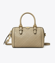 TORY BURCH Petite T Monogram Leather Barrel Bag - Fresh clay image 3