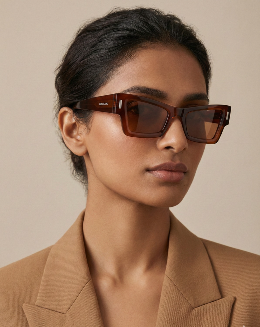 SALVATORE FERRAGAMO Brown Cat Eye Ladies Sunglasses (Arriving In Delhi) image 1