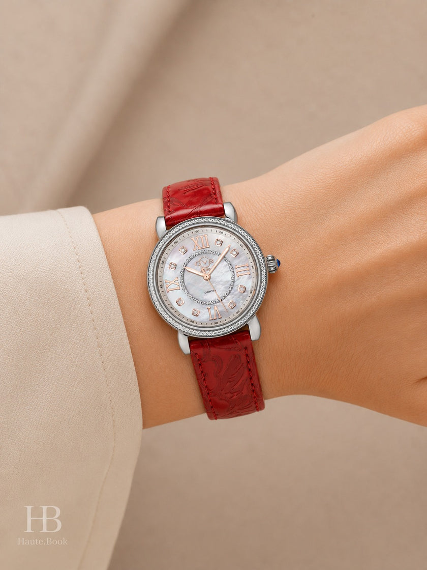 GV2 BY GEVRIL Marsala Mother of Pearl Dial Ladies Watch