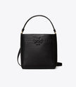 TORY BURCH Mcgraw Textured Small Bucket Bag - Black image 0