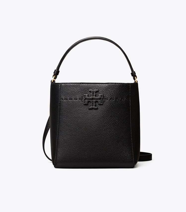 TORY BURCH Mcgraw Textured Small Bucket Bag - Black image 0