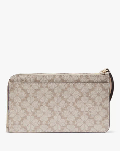 KATE SPADE  Lucy Spade Flower Medium L-zip Wristlet -  Dark Mushroom Cap Multi image 0