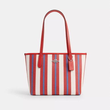 COACH Small City Tote With Stripe Print image 3