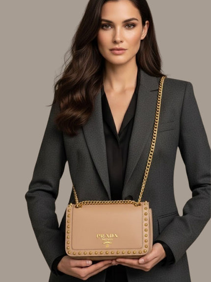 [AT DELHI] PRADA Pattina Chain Crossbody Bag - Beige image 0