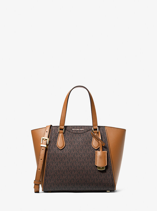 [AT DELHI] MICHAEL KORS Taryn Small Signature Logo and Leather Convertible Crossbody Bag - Brown/Acorn image 0