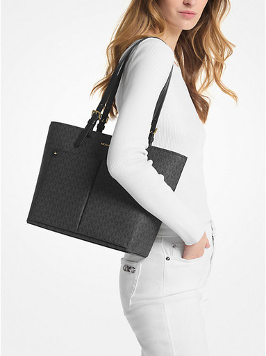 Michael Kors Jet Set Medium Logo Pocket Tote Bag - Black image 1
