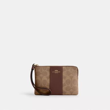 COACH Corner Zip Wristlet In Signature Canvas With Stripe image 9