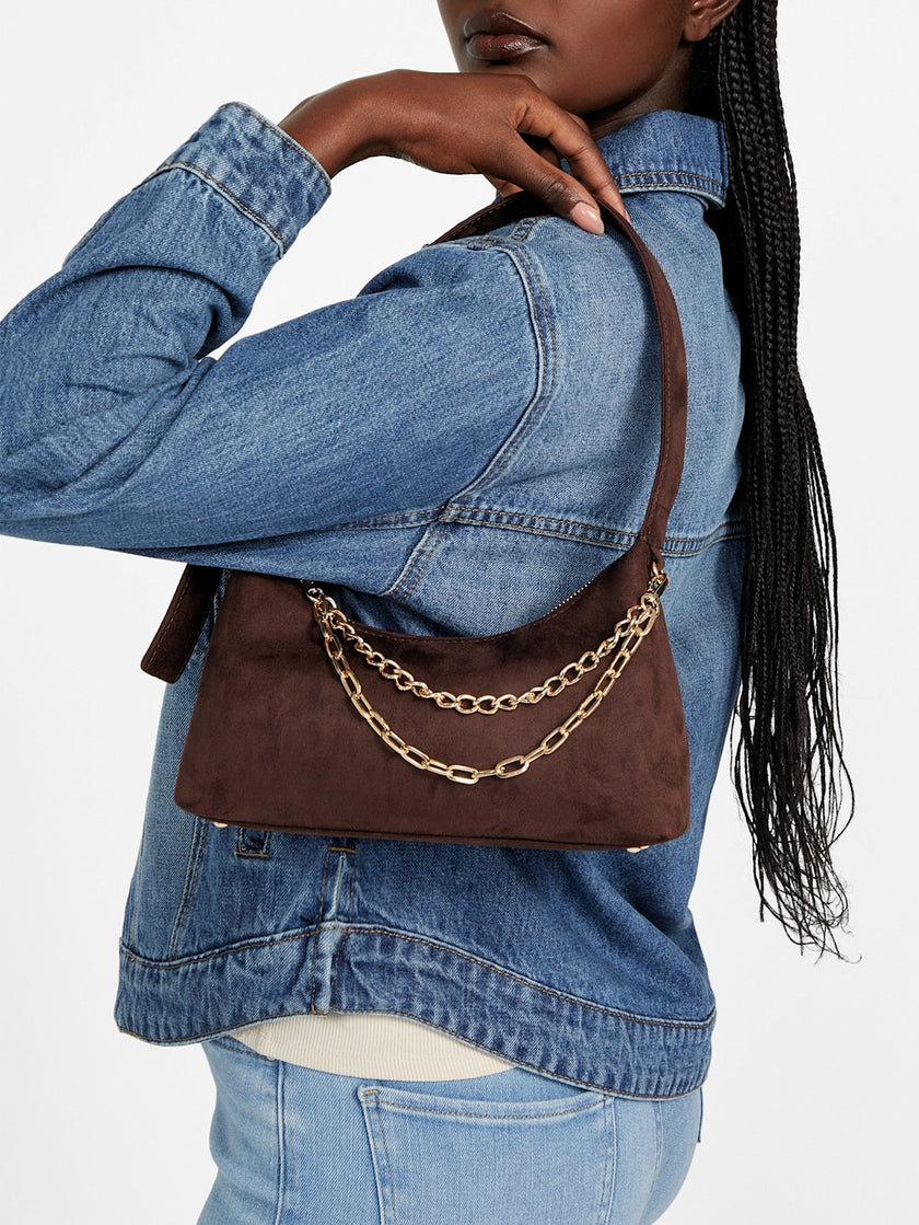 Guess Demelza Faux-Suede Shoulder Bag - Brown image 1