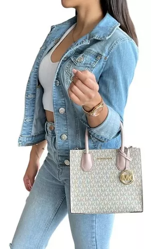 [ARRIVING] MICHAEL KORS Mercer Medium Logo and Leather Accordion Crossbody Bag - Pwd Blsh image 1