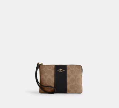 COACH Corner Zip Wristlet In Signature Canvas With Stripe image 5