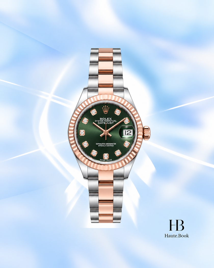 [Brand New] Rolex Datejust Olive Green Diamond Dial Everose Rolesor Oyster 279171 28 mm