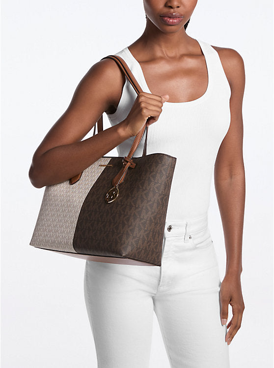MICHAEL KORS Sheila Large Two-Tone Signature Logo Tote Bag image 1
