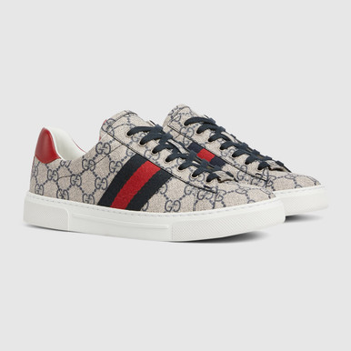 GUCCI  Ace Sneakers With Web Stripe For Women - Blue Red image 3