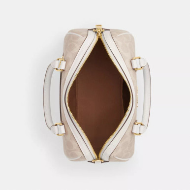 COACH Rowan Satchel Bag In Signature Canvas -  Gold/Sand/Chalk image 2